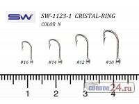 Крючки с напайкой SUNG WOON CRISTAL-RING SW-1123-1, цвет белый никель, уп.50 шт.